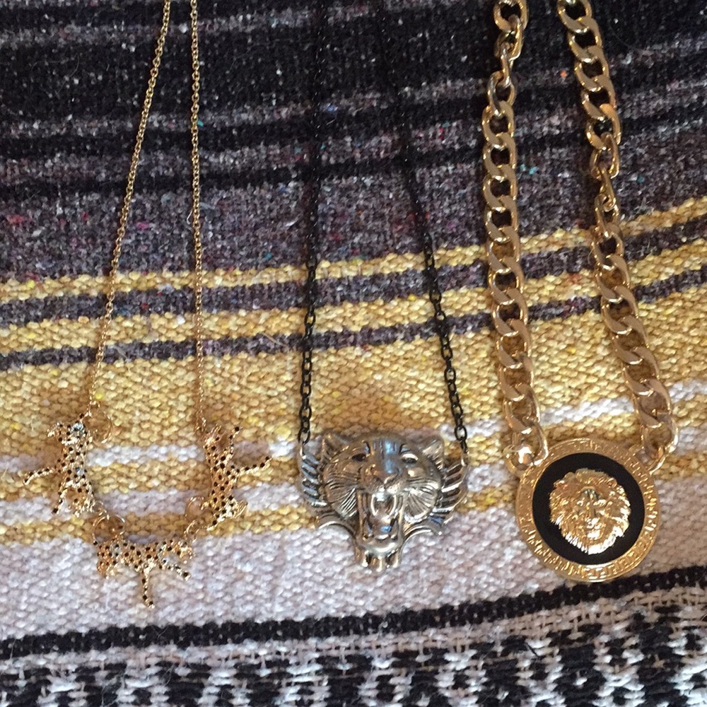 Lot of Three Statement Necklaces with Big Cats